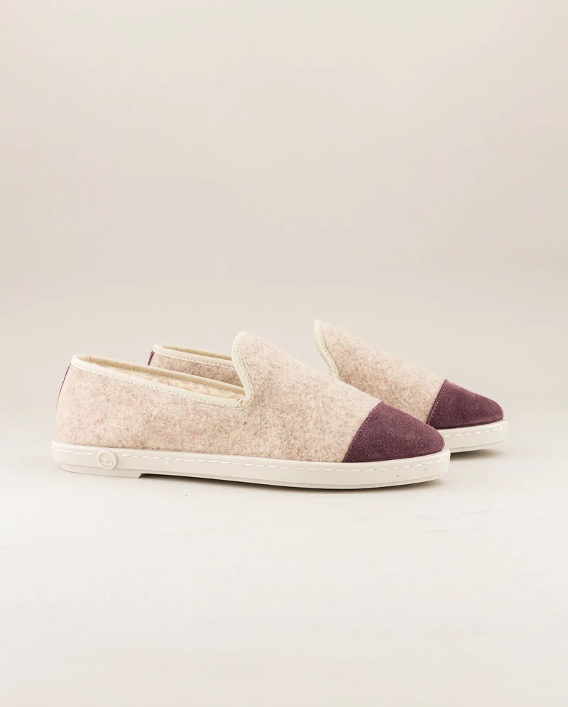 Chausson femme Bruson, laine prune