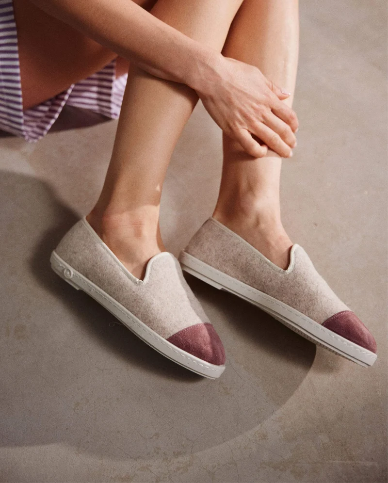 Chausson femme Bruson, laine prune