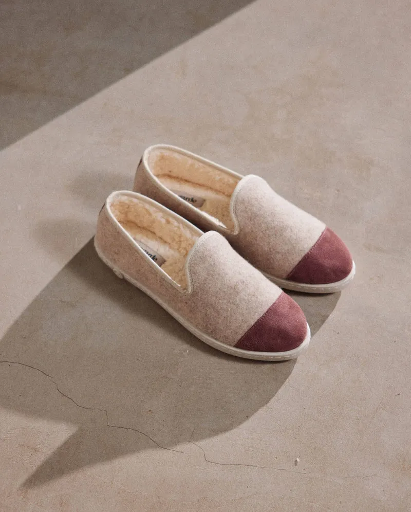 Chausson femme Bruson, laine prune