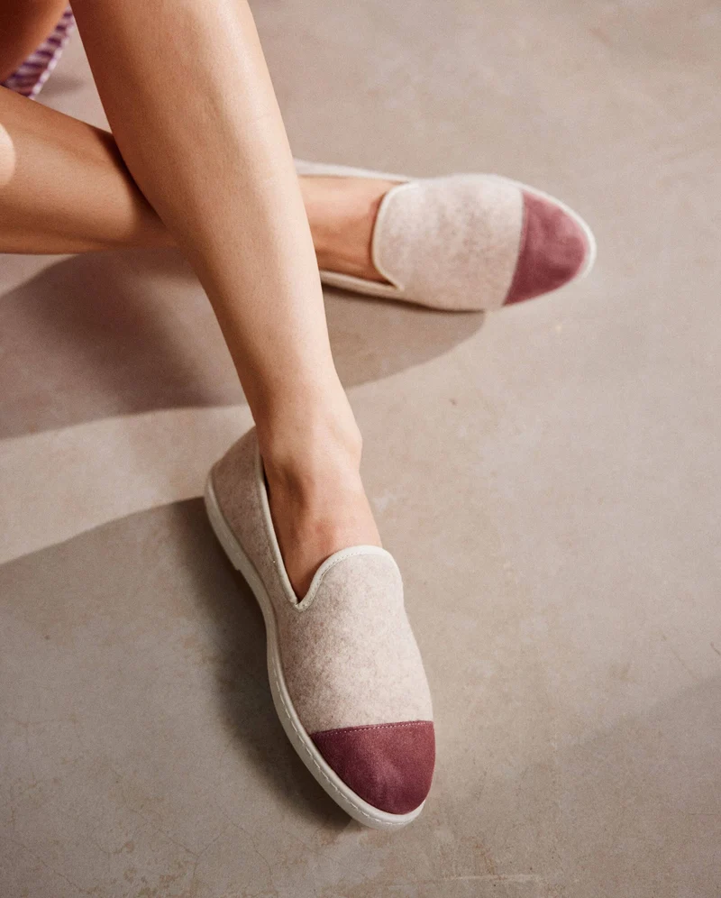 Chausson femme Bruson, laine prune