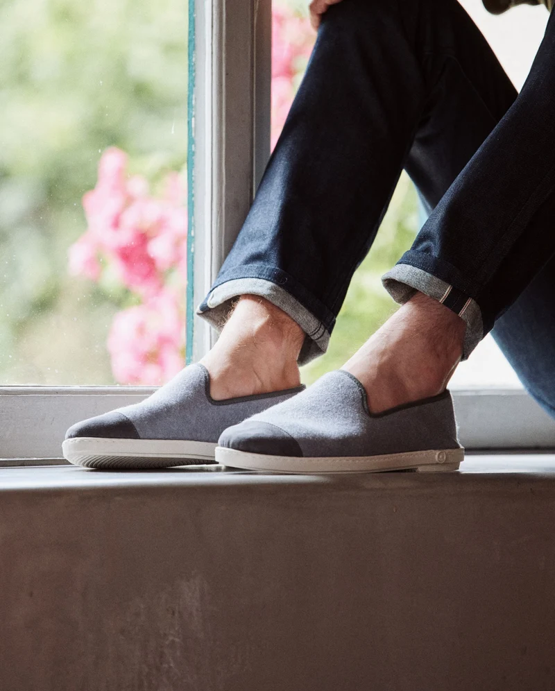 Chausson homme Bruson, feutre upcyclé ardoise