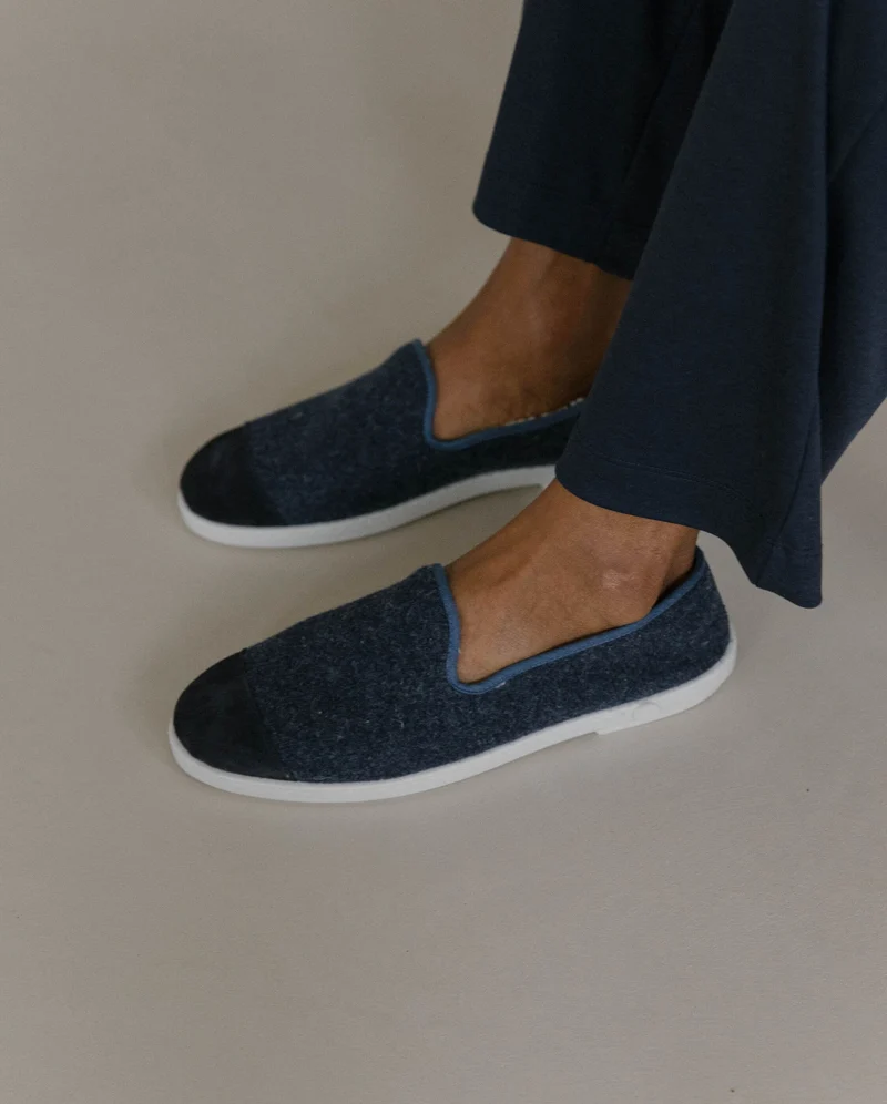 Chausson homme Bruson, laine marine jean