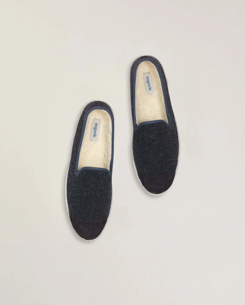 Chausson homme Bruson, laine marine jean