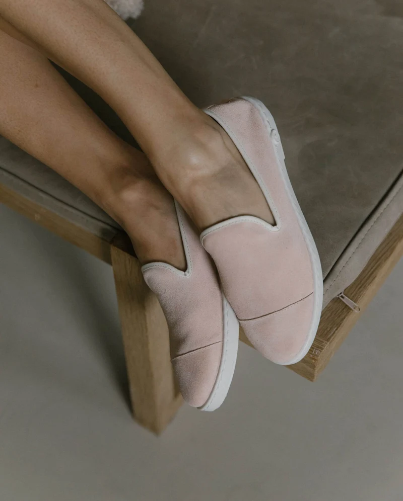 Chausson femme Bruson, cuir rose