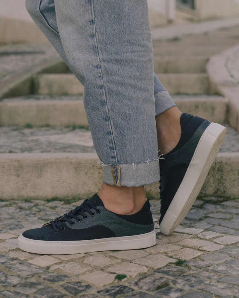 Basket homme vegan ananas, bleu marine