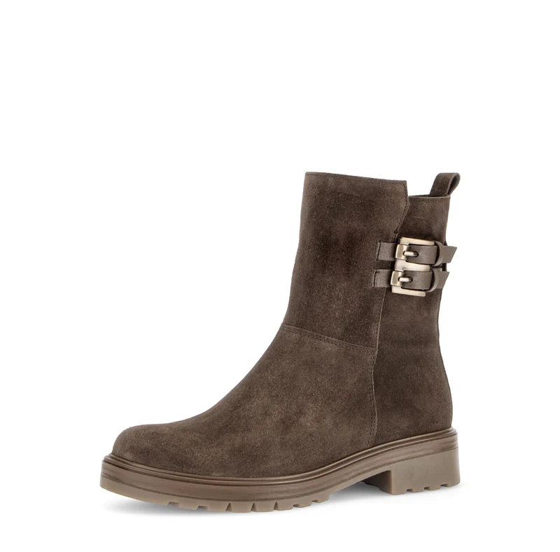 Bottines marron en cuirs combinés