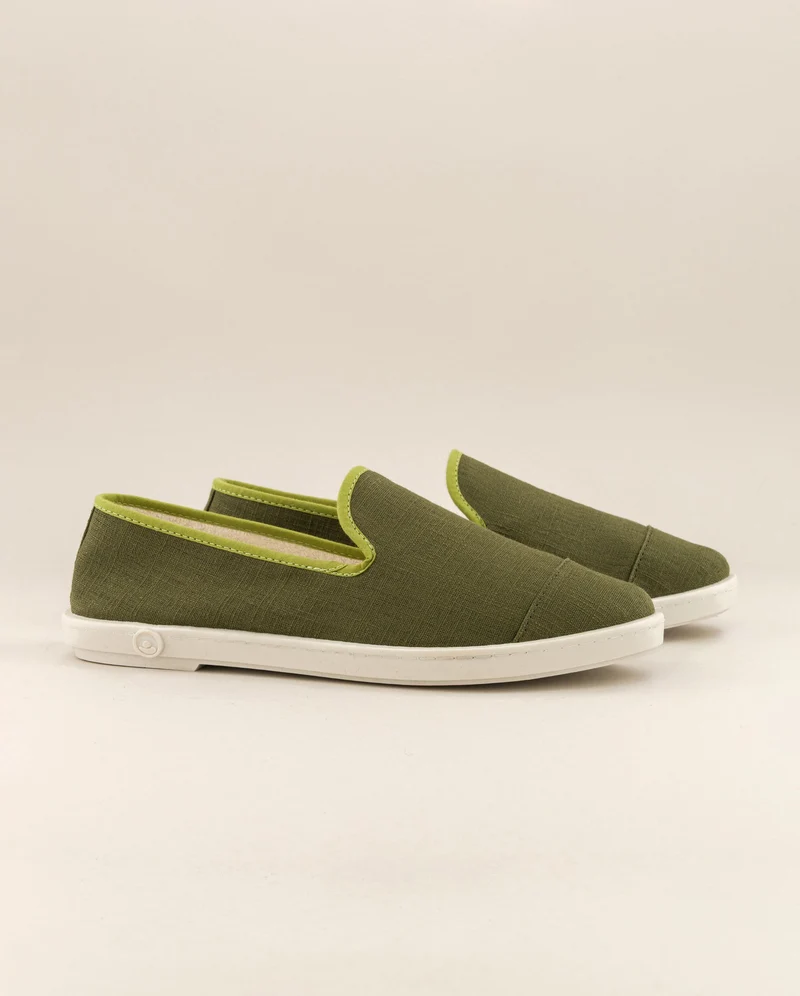 Espadrille femme Cenitz, lin kaki pistache
