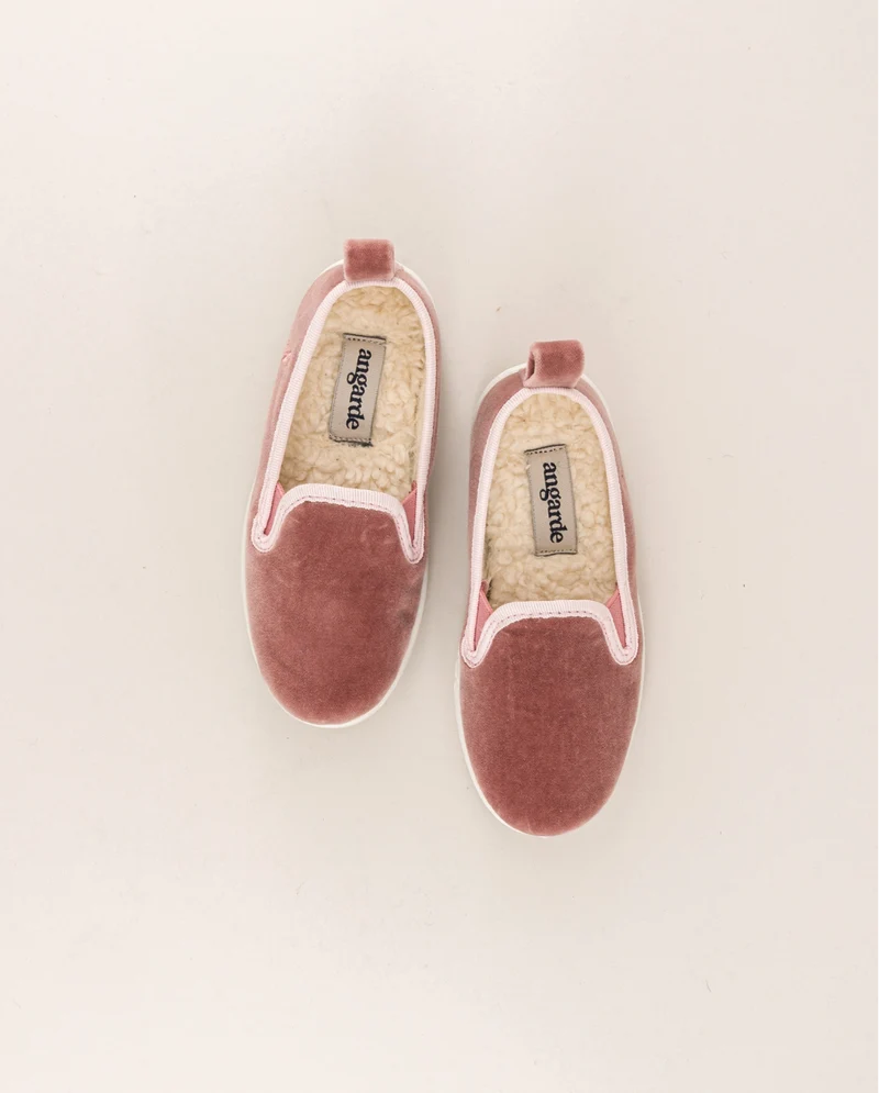 Chausson enfant Bruson, velours collab RoseUp