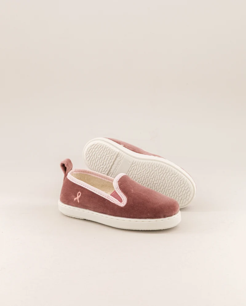 Chausson enfant Bruson, velours collab RoseUp