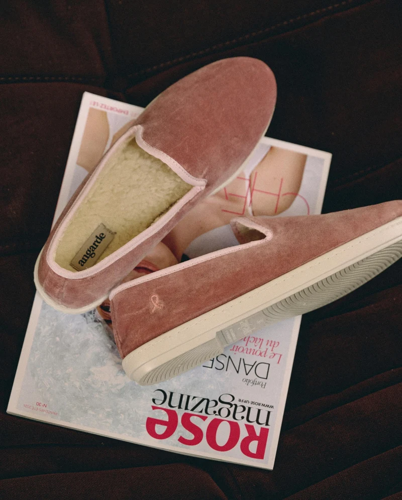 Chausson femme Bruson, velours collab RoseUp