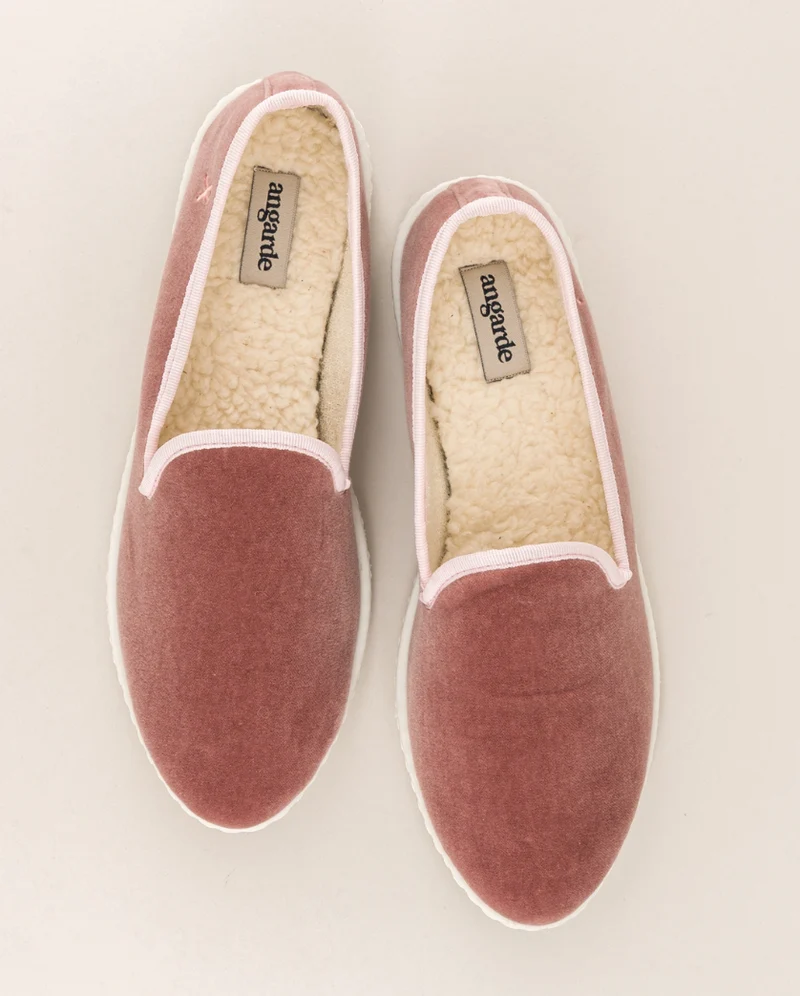 Chausson femme Bruson, velours collab RoseUp