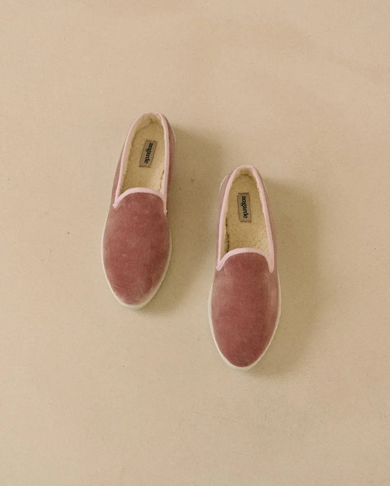 Chausson femme Bruson, velours collab RoseUp