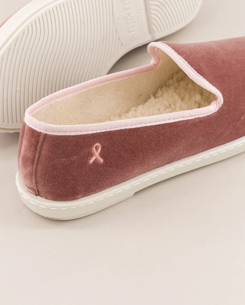 Chausson femme Bruson, velours collab RoseUp