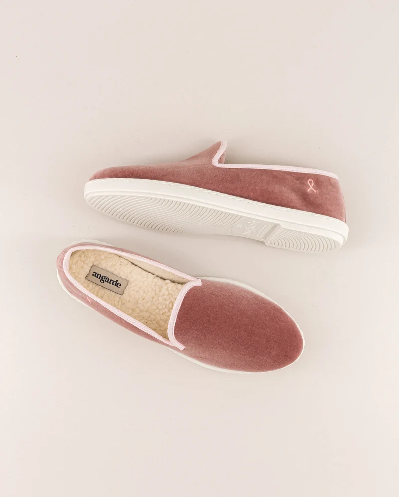 Chausson femme Bruson, velours collab RoseUp