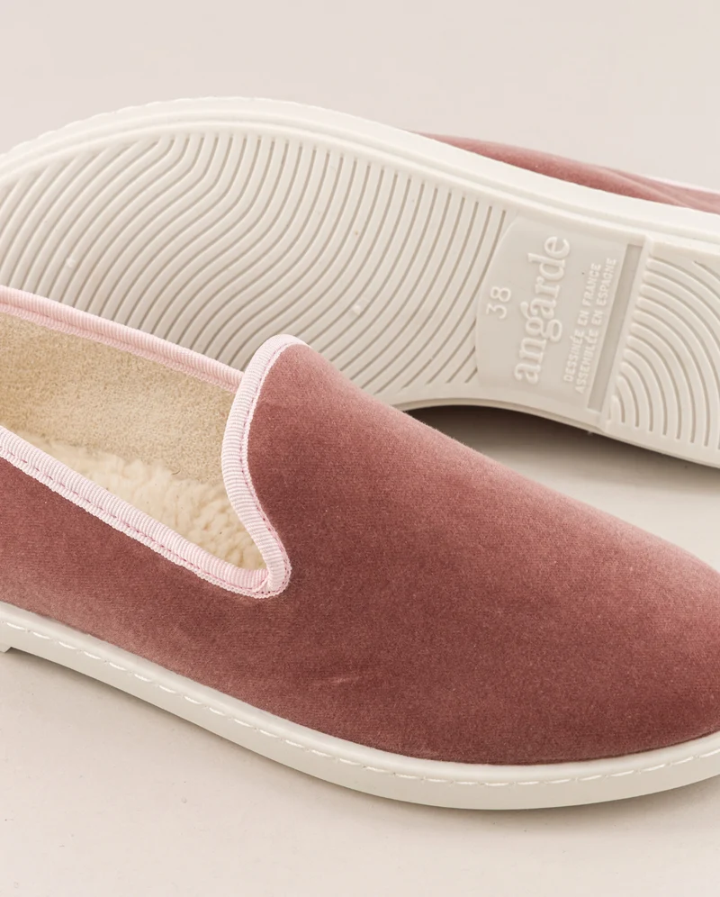 Chausson femme Bruson, velours collab RoseUp
