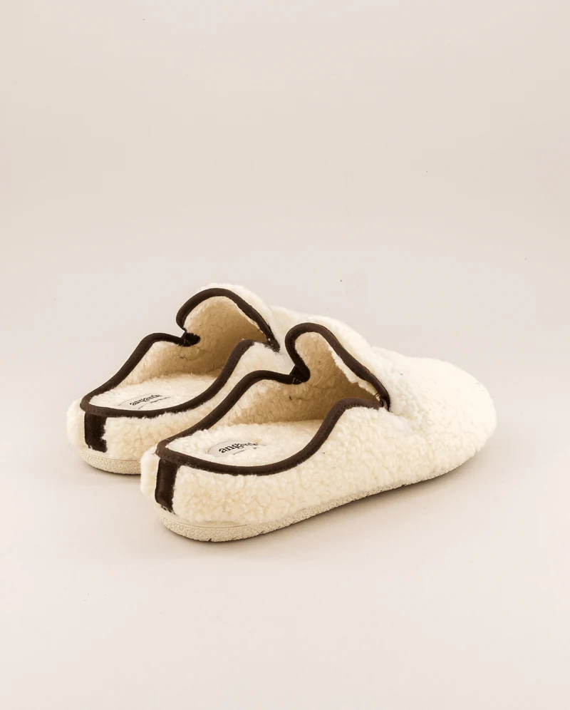 Mule femme Villars, Bouclette laine beige