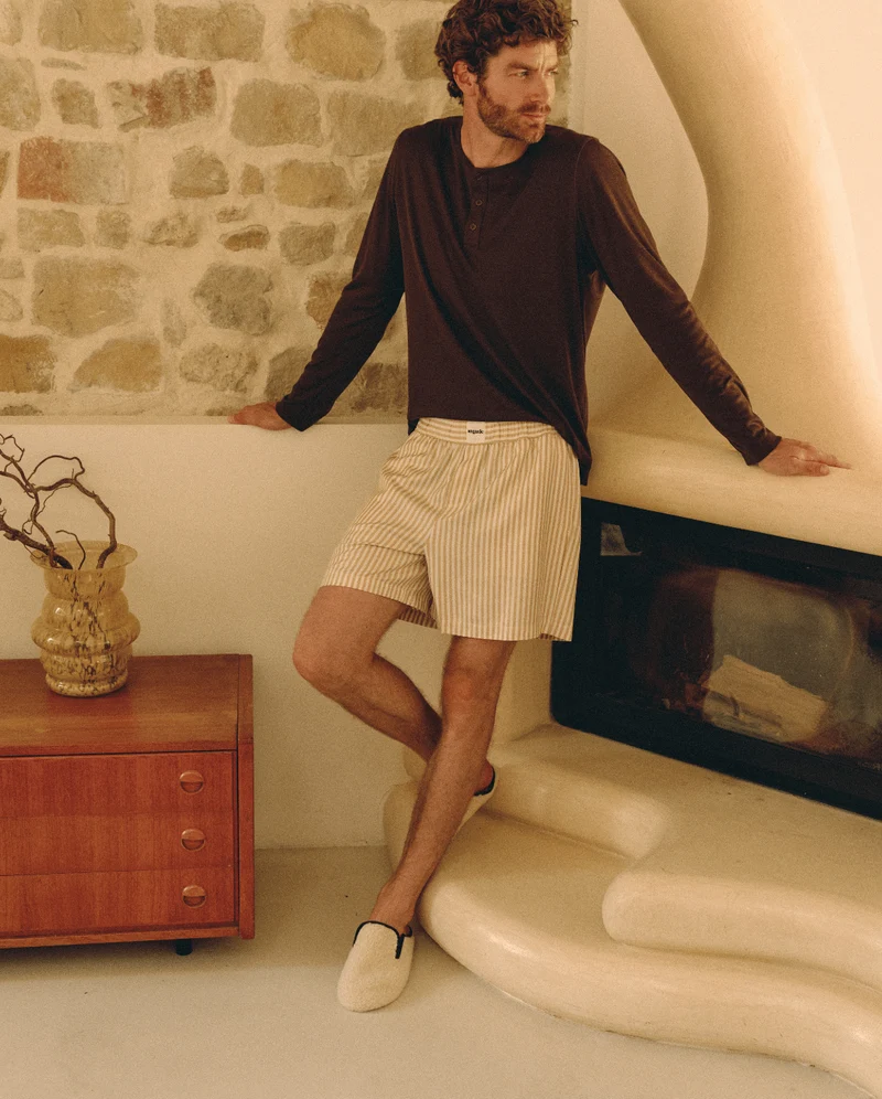 Mule homme Villars, Bouclette laine beige