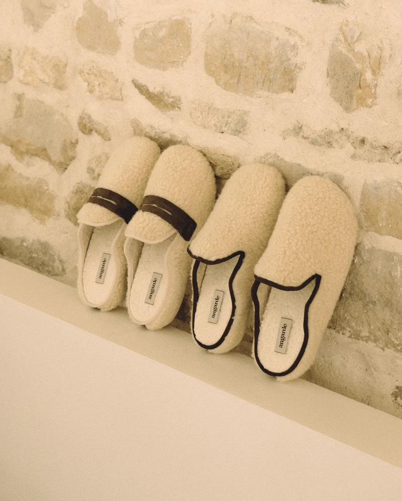 Mule homme Villars, Bouclette laine beige