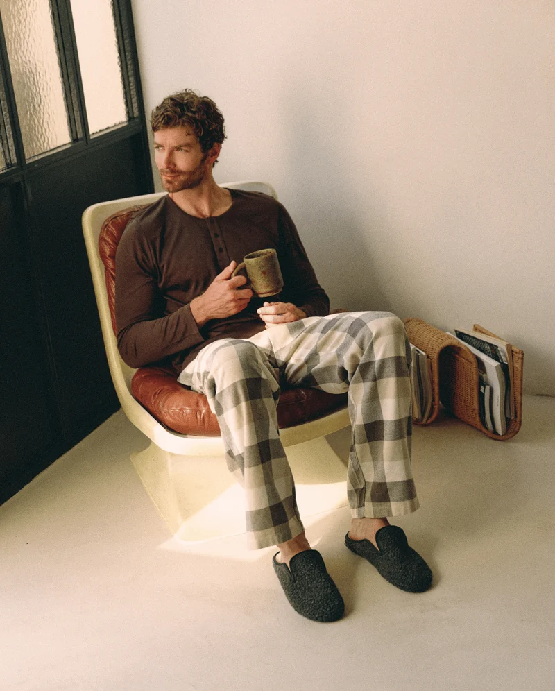 Mule homme Villars, Bouclette laine anthracite