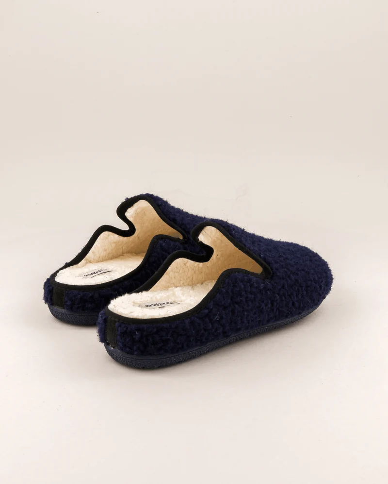 Mules homme Villars, Bouclette laine marine