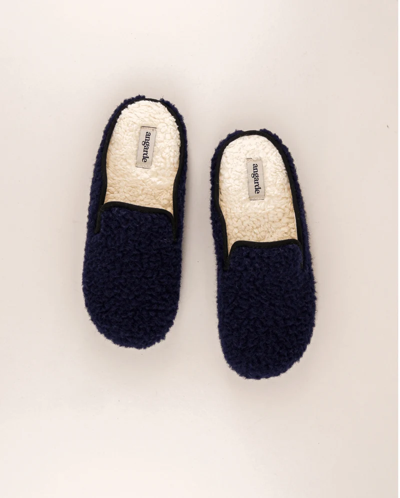 Mules homme Villars, Bouclette laine marine