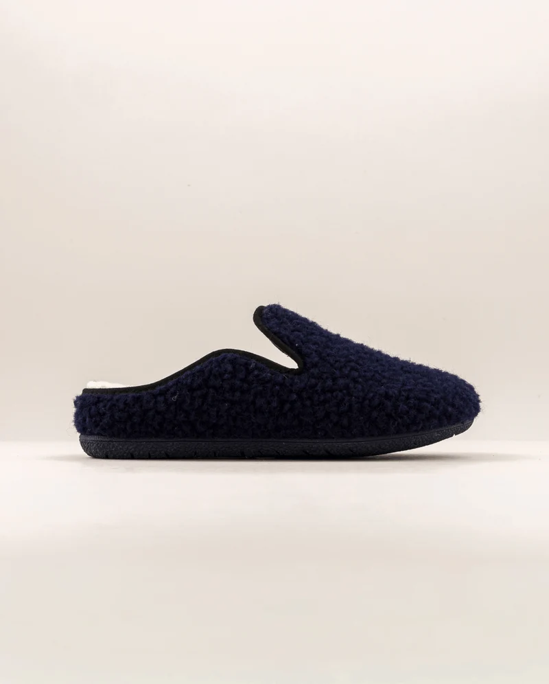 Mules homme Villars, Bouclette laine marine