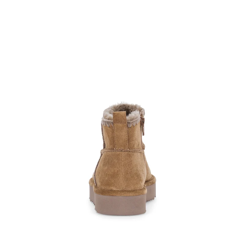 Bottines cognac en cuir velours