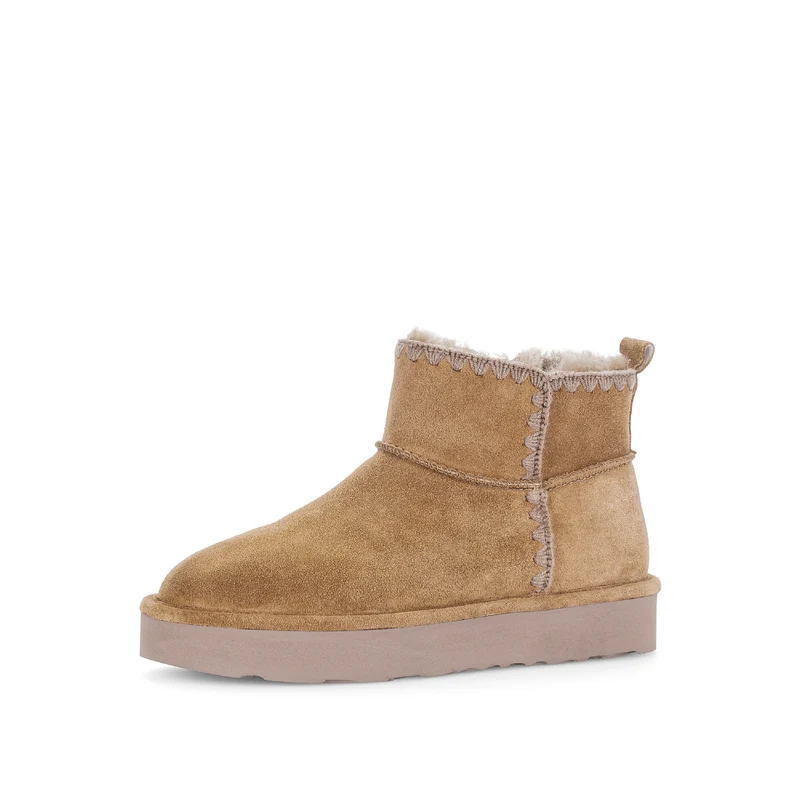 Bottines cognac en cuir velours