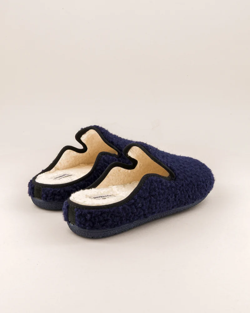 Mule femme Villars, Bouclette laine marine