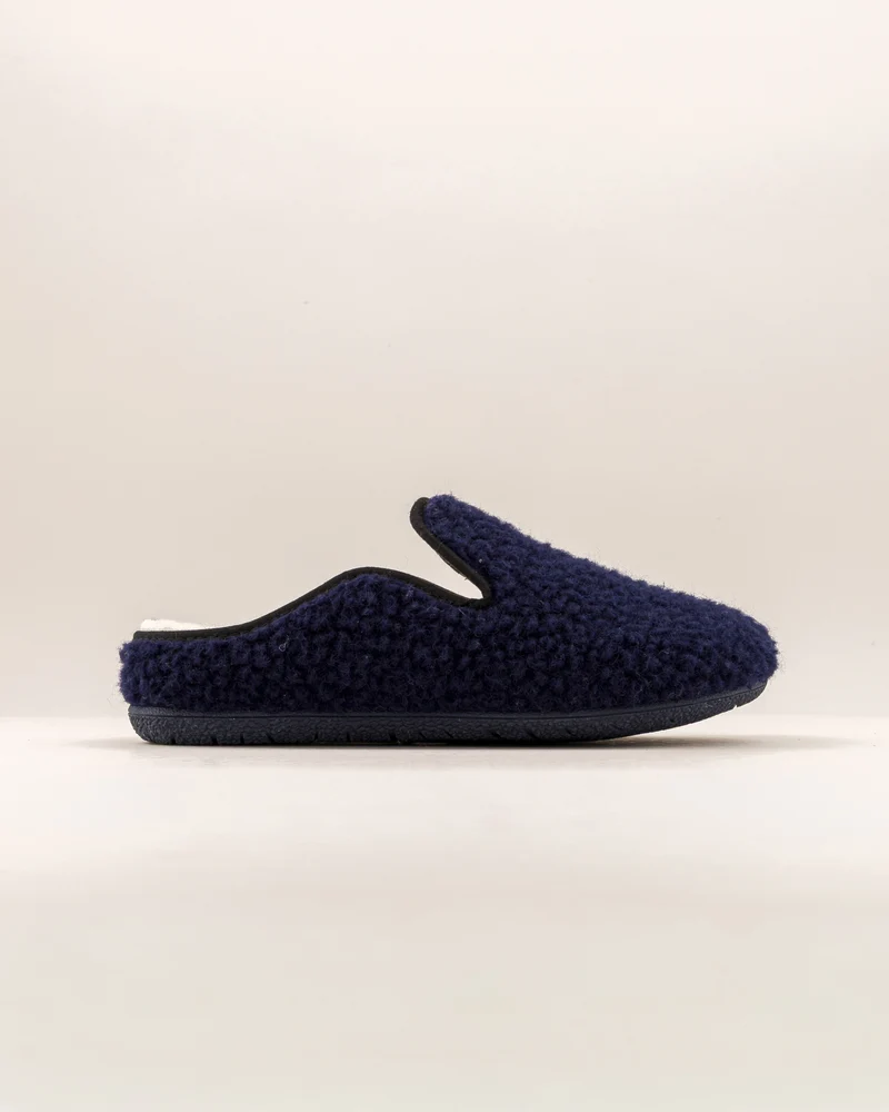 Mule femme Villars, Bouclette laine marine