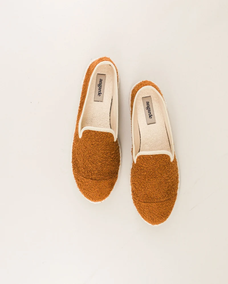 Chausson homme Bruson, éponge de bambou cognac