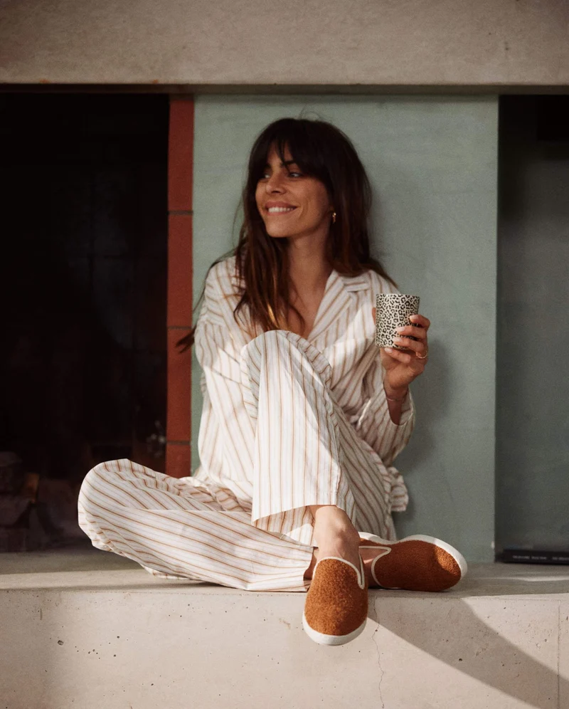 Chausson femme Bruson, éponge de bambou cognac