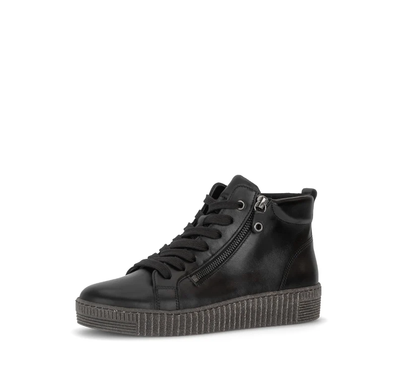 Baskets montantes noires en cuir lisse