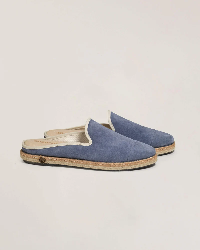 Mule d'été femme cuir, bleu