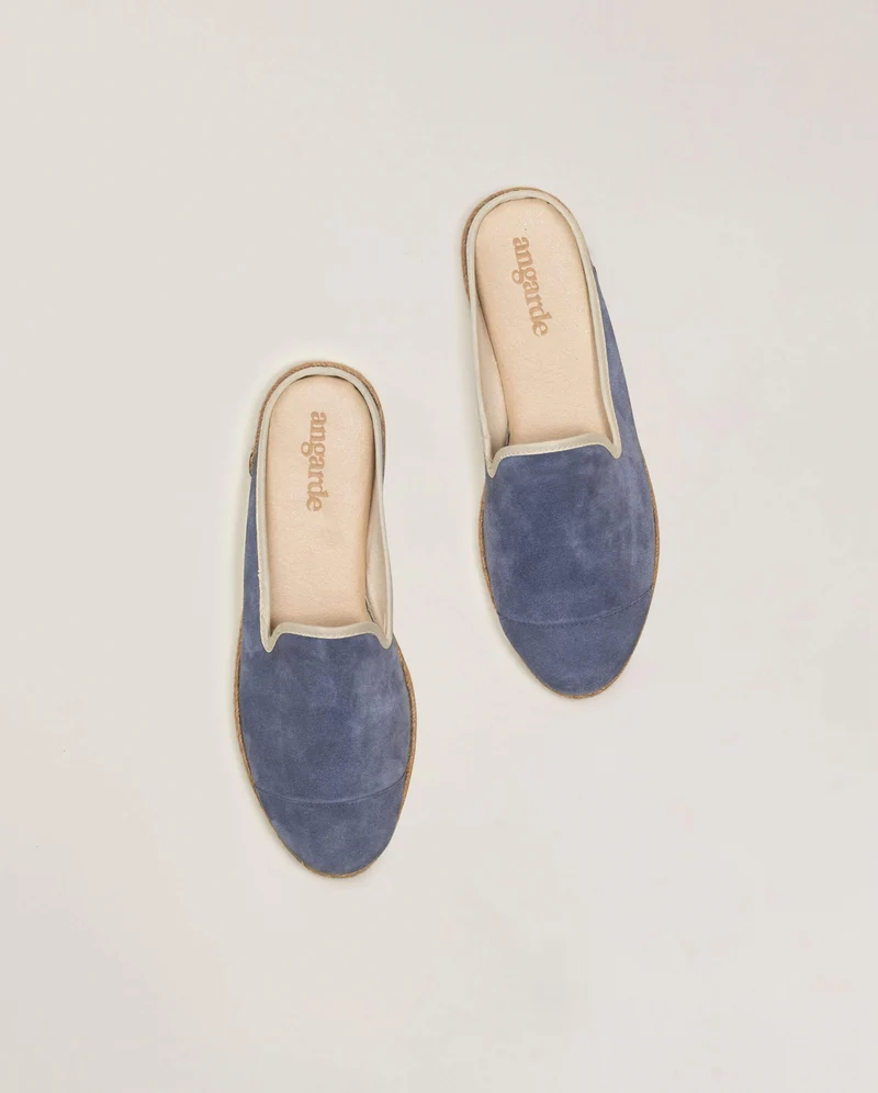 Mule d'été femme cuir, bleu