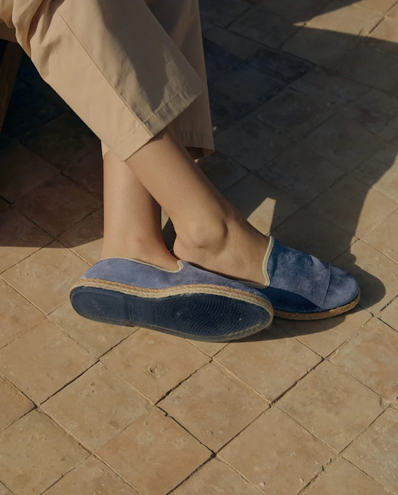 Espadrille femme Cenitz, cuir bleu