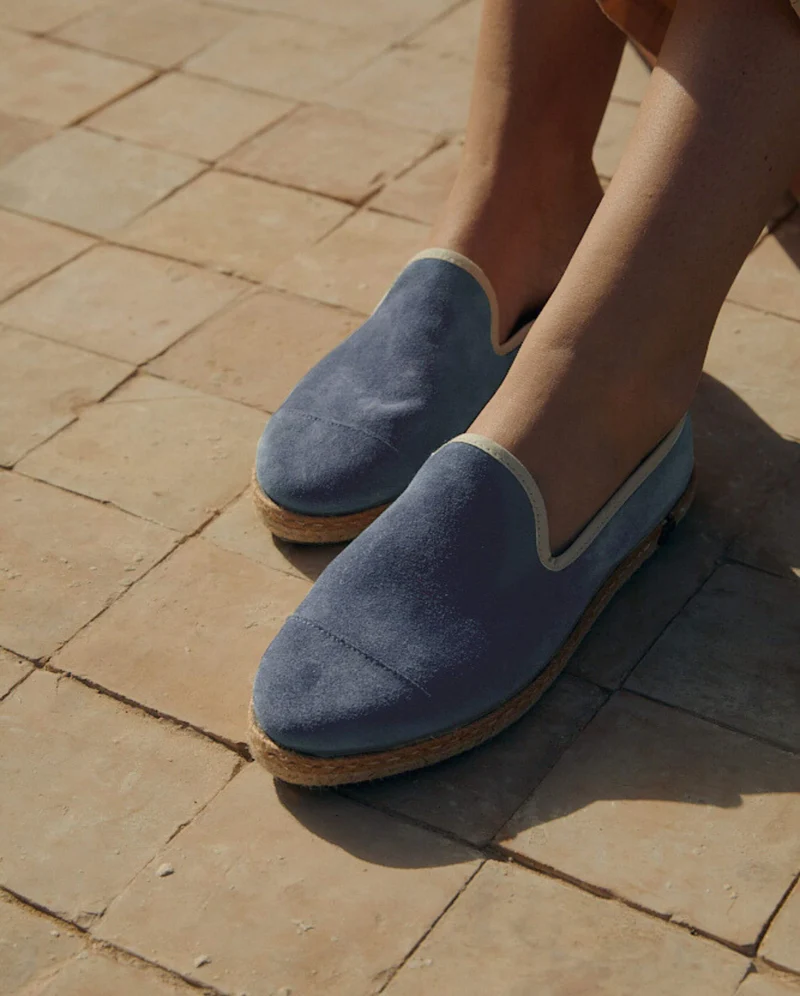 Espadrille femme Cenitz, cuir bleu