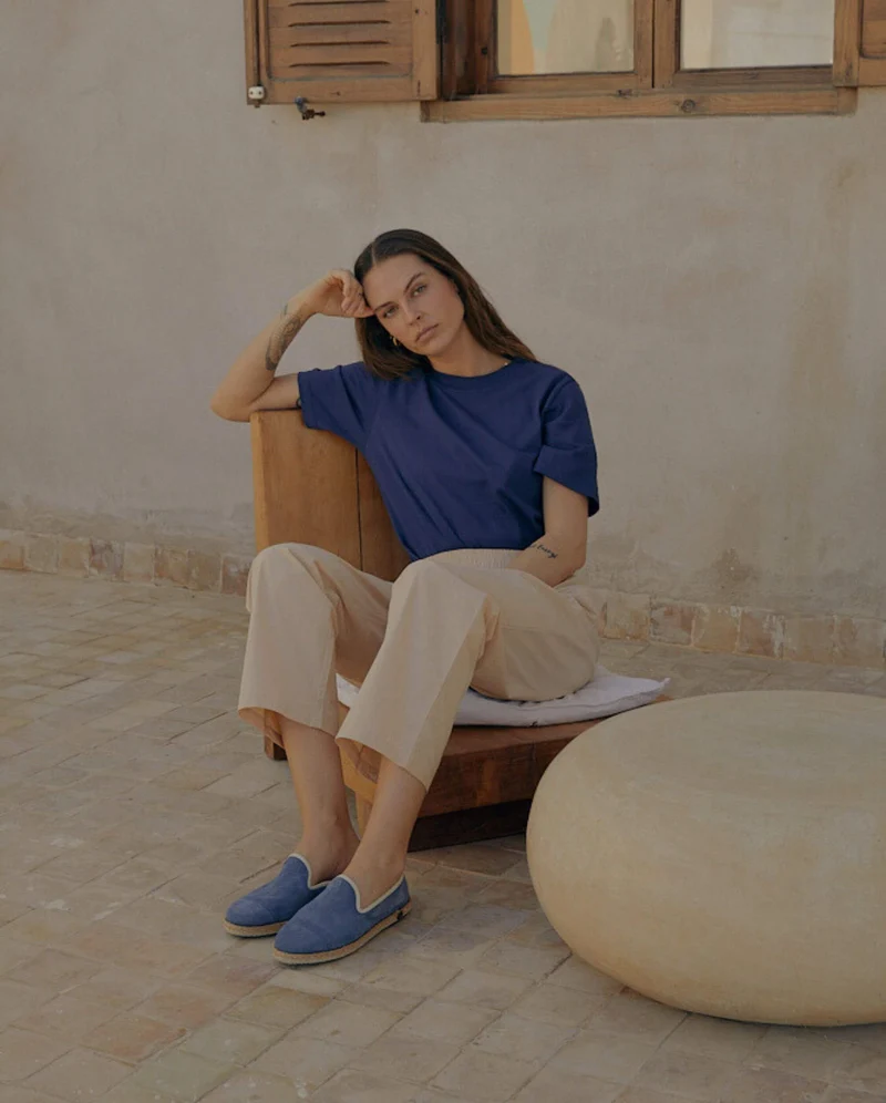 Espadrille femme Cenitz, cuir bleu