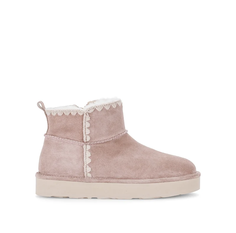 Bottines roses en cuir velours