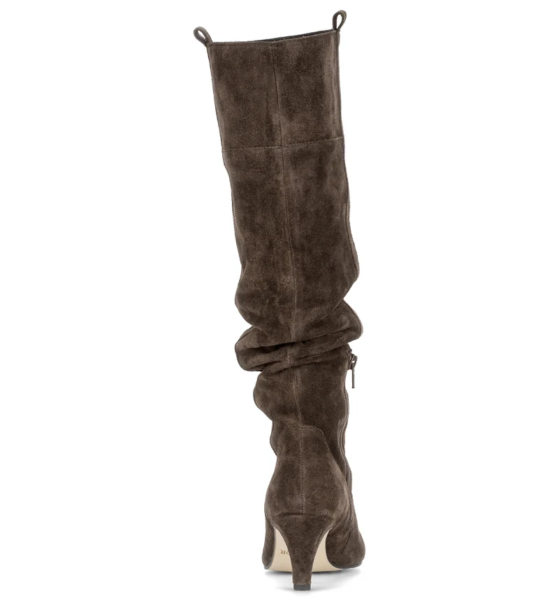 Bottes marron en cuir velours