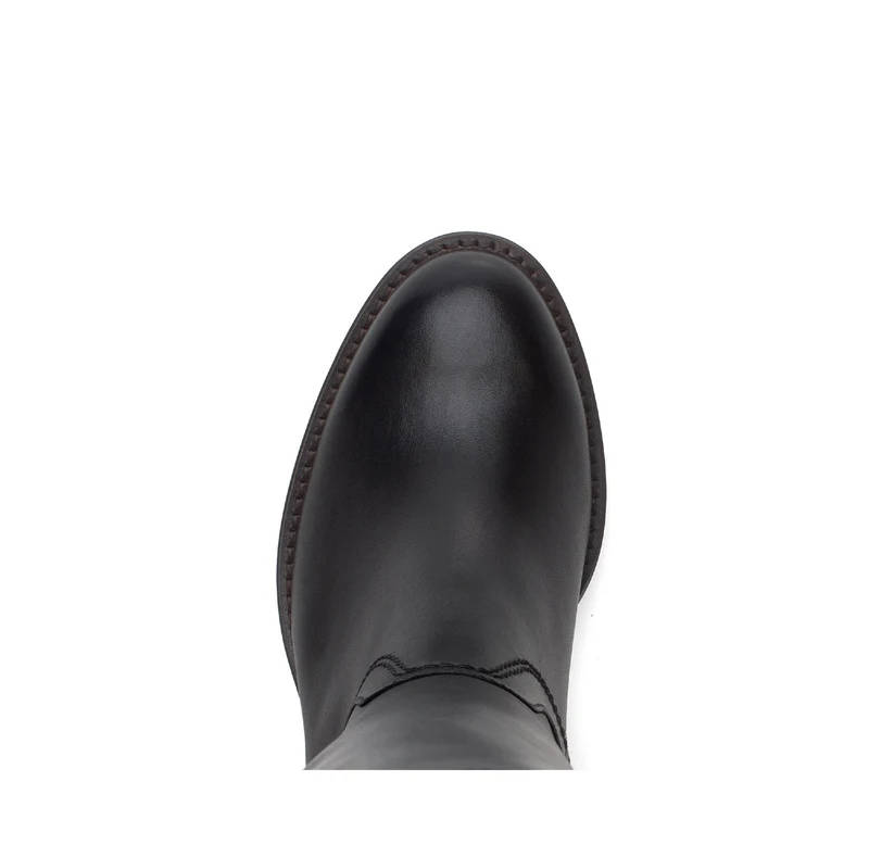 Bottes noires en cuir lisse