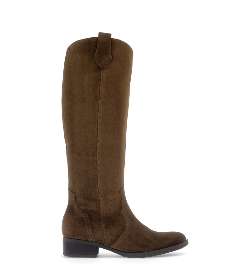 Bottes cognac en cuir velours