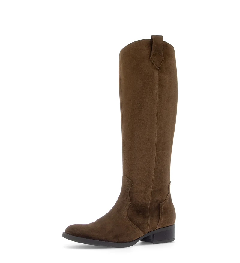 Bottes cognac en cuir velours