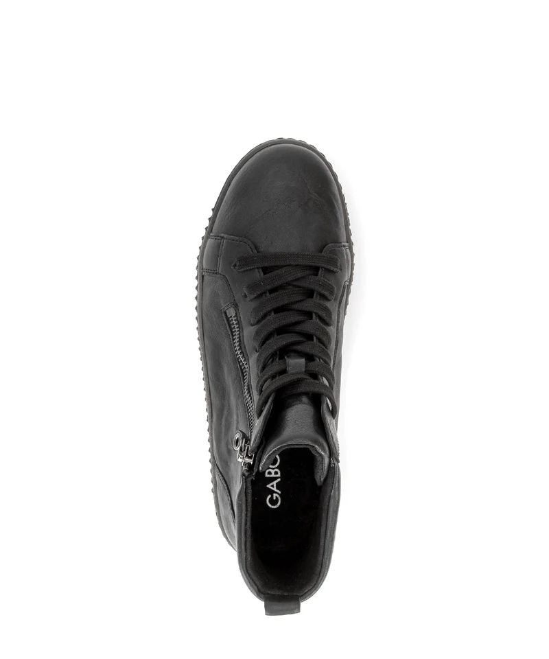 Baskets montantes noires en cuir gras