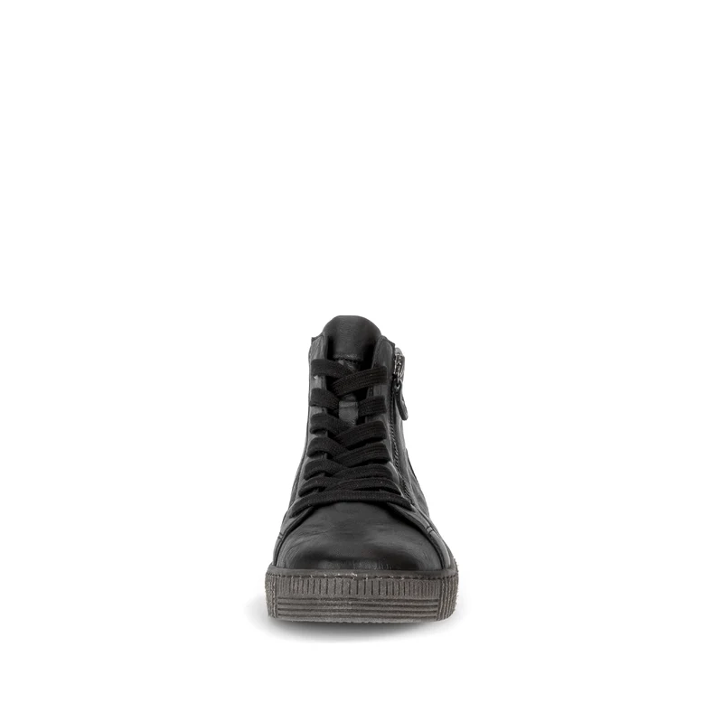 Baskets montantes noires en cuir gras