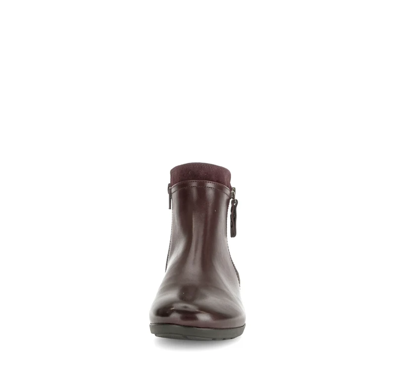 Bottines rouges en cuirs combinés
