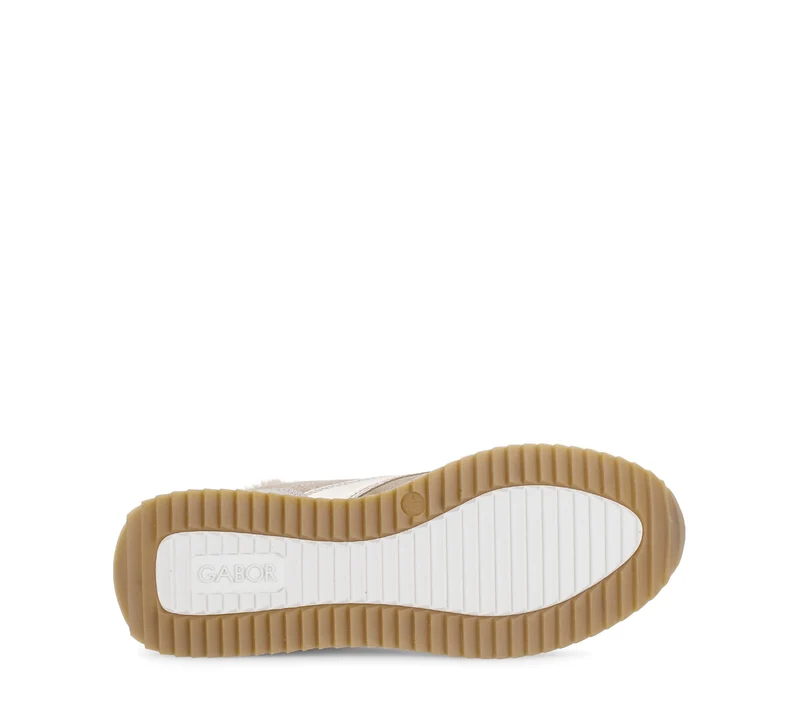 Baskets beiges en cuirs combinés