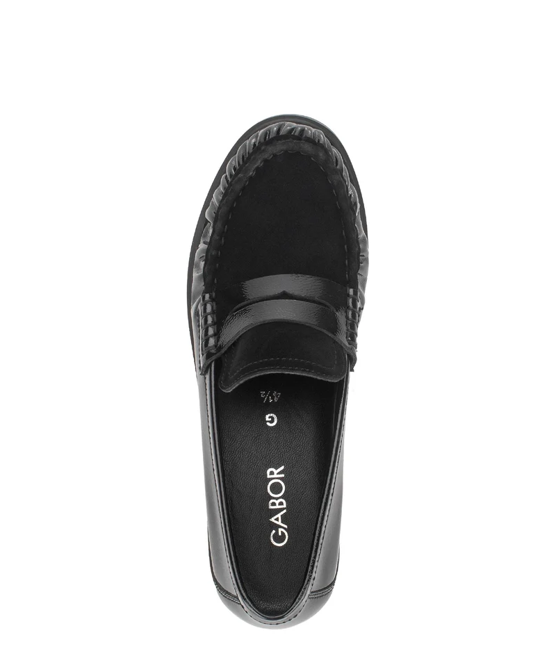 Mocassins noirs en nubuck et vernis