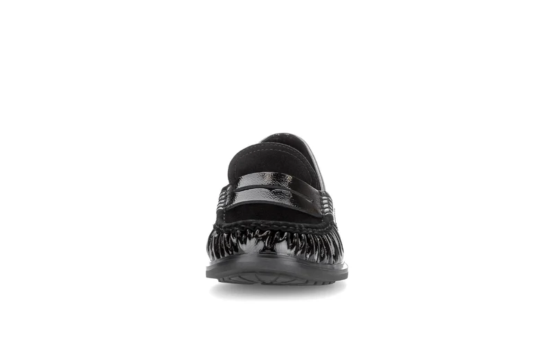 Mocassins noirs en nubuck et vernis