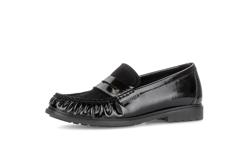 Mocassins noirs en nubuck et vernis